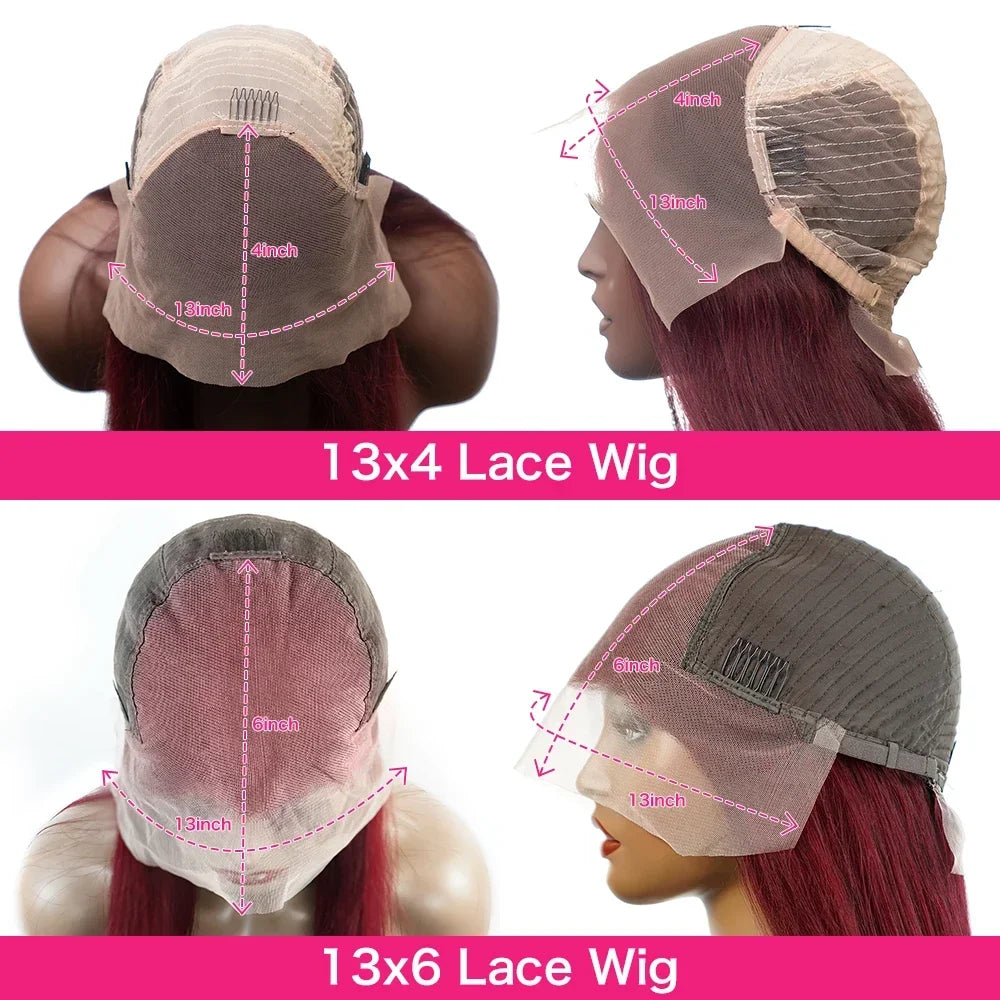 99j Burgundy 13x6 13x4 Lace Frontal Brazilian Wigs Preplucked Colored Body Wave Frontal Wigs HD Transparent Lace Human Hair Wigs