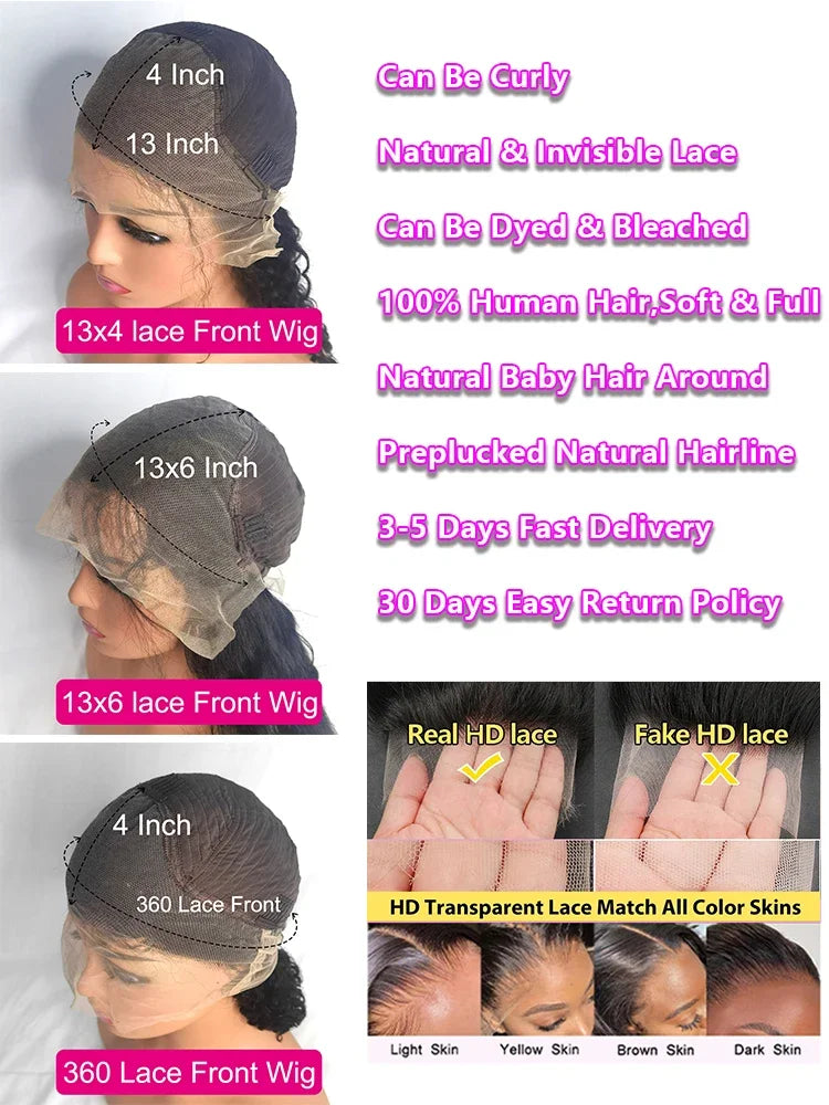 250 Density Body Wave Human Hair Wig 360 13x6 Hd Transparent Lace Front Wig 13x4 Hd Pre Plucked Lace Frontal Hair Wigs For Women
